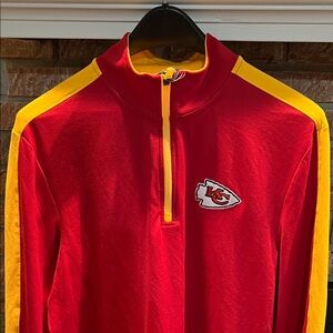 Antigua Kansas City Chiefs Red and Yellow Quarter-Zip Pullover